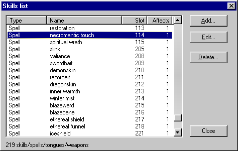 List of skills - 7K