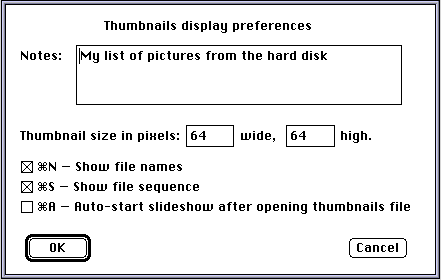 Thumbnails preferences
